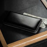 ブラック | 長財布 ラウンドファスナー プレゼント コードバン調 カーボン レザー | MURA