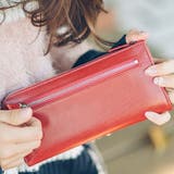 レッド | L字ファスナー スキミング防止機能付き 長財布 本革 | MURA