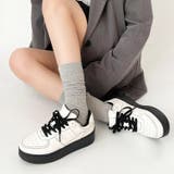 ホワイト/ブラック | 軽量厚底 ベーシック コートスニーカー 1483 | Shoes in Closet