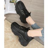 ブラック/ブラック | 厚底 ボリュームソール ダッドスニーカー 1497 | Shoes in Closet