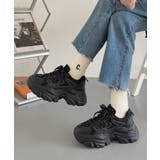 ブラック | 軽量厚底 凹凸ソール  ボリューム / ダッドスニーカー 1807 | Shoes in Closet