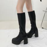 厚底 チャンキーヒール スタイリッシュ ロングブーツ 1848 | Shoes in Closet | 詳細画像3 