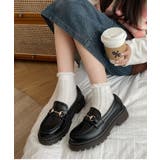 ブラック/スムース | 厚底タンクソール ステッチ入り ビットローファー 1867 | Shoes in Closet