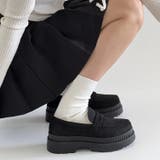 ブラック/スウェード | 軽量厚底 2段ソール シンプル コインローファー 1891 | Shoes in Closet