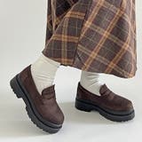 ダークブラウン/スウェード | 軽量厚底 2段ソール シンプル コインローファー 1891 | Shoes in Closet