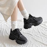 ブラック/ヌバック | 軽量厚底 ボリューム デザインソール | Shoes in Closet