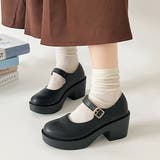 ブラック/スムース | 厚底 ヒールアップ メリージェーン ストラップ シューズ 1985 | Shoes in Closet