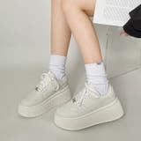 ホワイト/スムース | 厚底 プラットフォーム コートタイプ スニーカー 2428 | Shoes in Closet