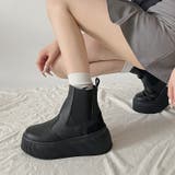 ブラック | 厚底 プラットフォーム スニーカーライク サイドゴア ブーツ 2444 | Shoes in Closet