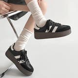 ブラック | 軽量厚底 ベーシック ダブルライン スニーカー 2448 | Shoes in Closet