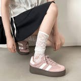 スモークピンク | 軽量厚底 ベーシック ダブルライン スニーカー 2448 | Shoes in Closet