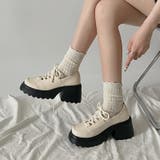 アイボリー/スムース | 軽量厚底 チャンキー レースアップ デザインローファー 2483 | Shoes in Closet