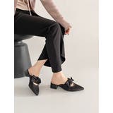 軽量 ポインテッド ワイドヒール サテン リボン ミュール 2489 | Shoes in Closet | 詳細画像3