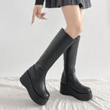 ブラック | 《#防菌》 厚底 プラットフォーム 消臭 ロングブーツ 2644 | Shoes in Closet
