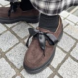 ダークブラウン/スウェード | 軽量厚底 2段ソール サテン紐付 スエード レースアップ ローファー 2649 | Shoes in Closet