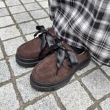 軽量厚底 2段ソール サテン紐付 スエード レースアップ ローファー 2649 | Shoes in Closet | 詳細画像1