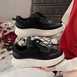 ブラック | 厚底 ボリューム プラットフォーム  レースアップ スニーカー2765 | Shoes in Closet
