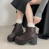 ダークブラウン/スムース | 超軽量厚底 レースアップ ヒール ショートブーツ 2805 | Shoes in Closet