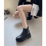 ブラック/スムース | 【新色入荷】軽量厚底 サイドゴア ショートブーツ 2808 | Shoes in Closet