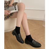 ブラック/スムース | 軽量 スクエアトゥ プレーン コインローファー 2879 | Shoes in Closet