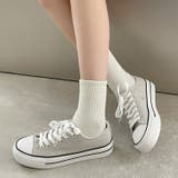 ペールグレー/C | 厚底 約3.0cm レースアップ キャンバス スニーカー 3477 | Shoes in Closet