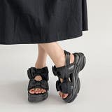 ブラック | 軽量厚底 ボリュームソール ダブルリボン スポーツサンダル 5424 | Shoes in Closet