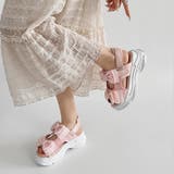 ピンク | 軽量厚底 ボリュームソール ダブルリボン スポーツサンダル 5424 | Shoes in Closet