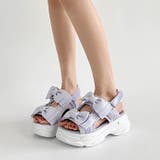 パープル | 軽量厚底 ボリュームソール ダブルリボン スポーツサンダル 5424 | Shoes in Closet