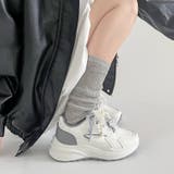 ホワイト/グレー | 軽量厚底 パールチャーム付 チェック リボン スニーカー 5432 | Shoes in Closet