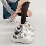 軽量厚底 パールチャーム付 チェック リボン スニーカー 5432 | Shoes in Closet | 詳細画像1