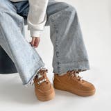 キャメル/ヌバック | 厚底 チャーム付 ダブルシューレース コート スニーカー 5434 | Shoes in Closet