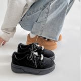 厚底 チャーム付 ダブルシューレース コート スニーカー 5434 | Shoes in Closet | 詳細画像1