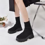 厚底 凹凸ブロックソール ニット / ソックスブーツ 571 | Shoes in Closet | 詳細画像1