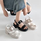 軽量厚底 ビジューバックル ヒール サンダル 5923 | Shoes in Closet | 詳細画像1 