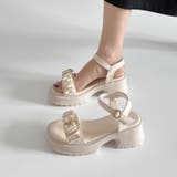 軽量厚底 チャンキーヒール バックル ギャザーベルト サンダル 5991 | Shoes in Closet | 詳細画像14 