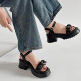 軽量厚底 チャンキーヒール バックル ギャザーベルト サンダル 5991 | Shoes in Closet | 詳細画像5 