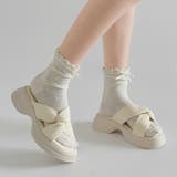 アイボリー | 厚底 サイド クロスベルト やわらか ミュール サンダル 5995 | Shoes in Closet
