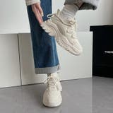 ベージュ | 厚底 デザインソール キルティング ボリューム スニーカー 6397 | Shoes in Closet