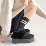 ブラック | 軽量厚底 2WAY ファーベルト付 ボア ムートン サボ スリッポン 6495 | Shoes in Closet