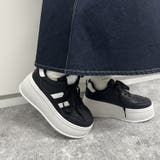 ブラック | 軽量厚底 サイドライン ボリューム コート スニーカー 6523 | Shoes in Closet