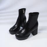 厚底チャンキー ハイソール ストレッチ ショートブーツ 6845 | Shoes in Closet | 詳細画像6