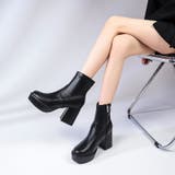 厚底チャンキー ハイソール ストレッチ ショートブーツ 6845 | Shoes in Closet | 詳細画像3