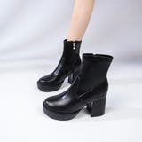 厚底チャンキー ハイソール ストレッチ ショートブーツ 6845 | Shoes in Closet | 詳細画像4