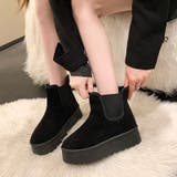 ブラック | 厚底 サイドゴア ムートンブーツ 6854 | Shoes in Closet