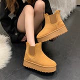 キャメル | 厚底 サイドゴア ムートンブーツ 6854 | Shoes in Closet