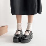 ブラック/スムース | 軽量厚底 ダブルソール 2WAYストラップ リボン メリージェーン 6943 | Shoes in Closet