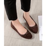 ダークブラウン/スエード | リボン ラウンドトゥ ★フラット バレエシューズ★ 7443-2 | Shoes in Closet