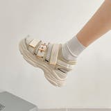 アイボリー | 軽量厚底ボリュームソール ベルクロ バックル スポーツサンダル 7486 | Shoes in Closet