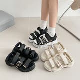 軽量厚底ボリュームソール ベルクロ バックル スポーツサンダル 7486 | Shoes in Closet | 詳細画像3 