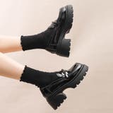 ブラック/エナメル | 厚底 タンクソール ストラップ デザイン ローファー 778 | Shoes in Closet